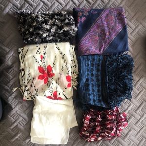 Set of 7 scarves/shawls. From pet free smoke free home. Mild wear and tear.